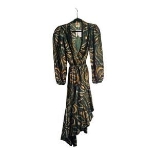 Farm Rio Pineapple Ikat Asymmetric Hem Wrap Dress